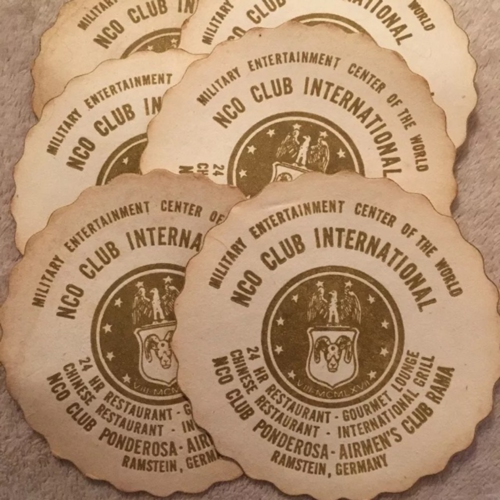 NCO Club Ramstein Germany Vintage Airmans Coasters 50s 60s era MCM USAF